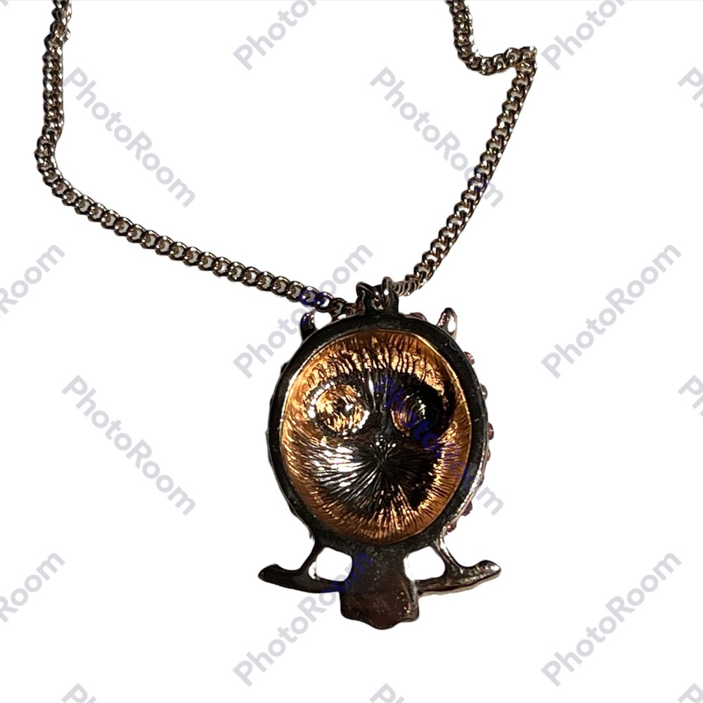Betsey Johnson owl pendant filled with rhinestones on beautiful chain - Picture 6 of 11